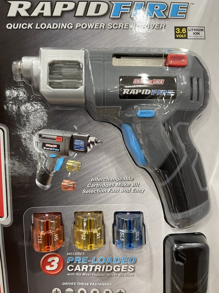 Channel Lock Rapid Fire Quick Loading Power Cordless Screwdriver 18 Driver Bits.