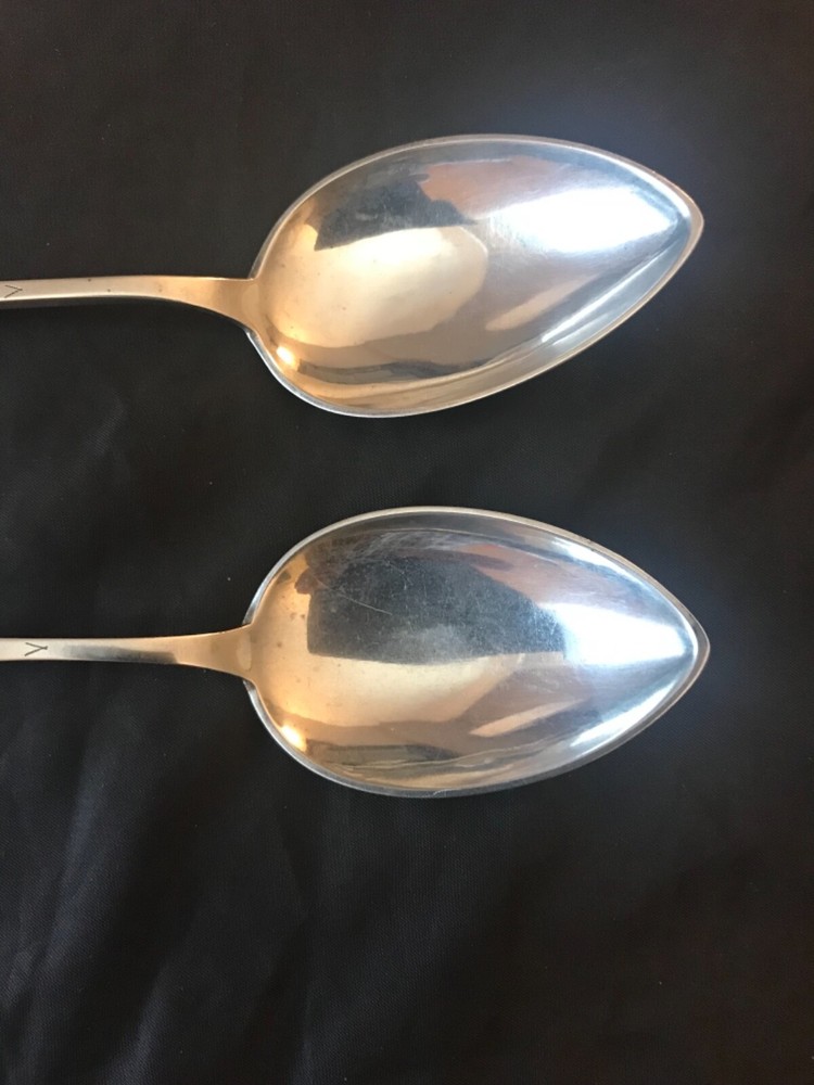 TWO NORWEGIAN SILVER SERVING SPOONS, S830 purity.