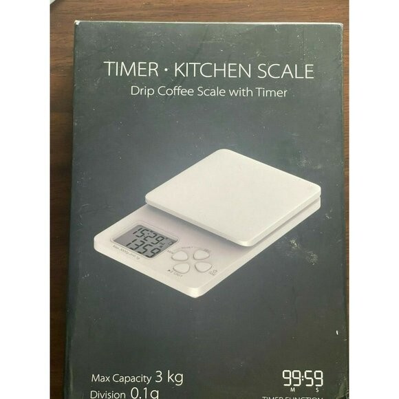 Drip Coffee Scale Timer Electronic Digital Kitchen Scale Portable White Sealed