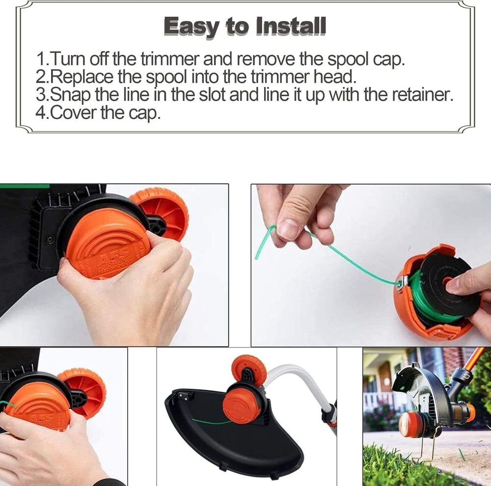 7Pack+1Cap For Black & Decker GH3000 SF-080 Grass Trimmer Replacement Spool Line