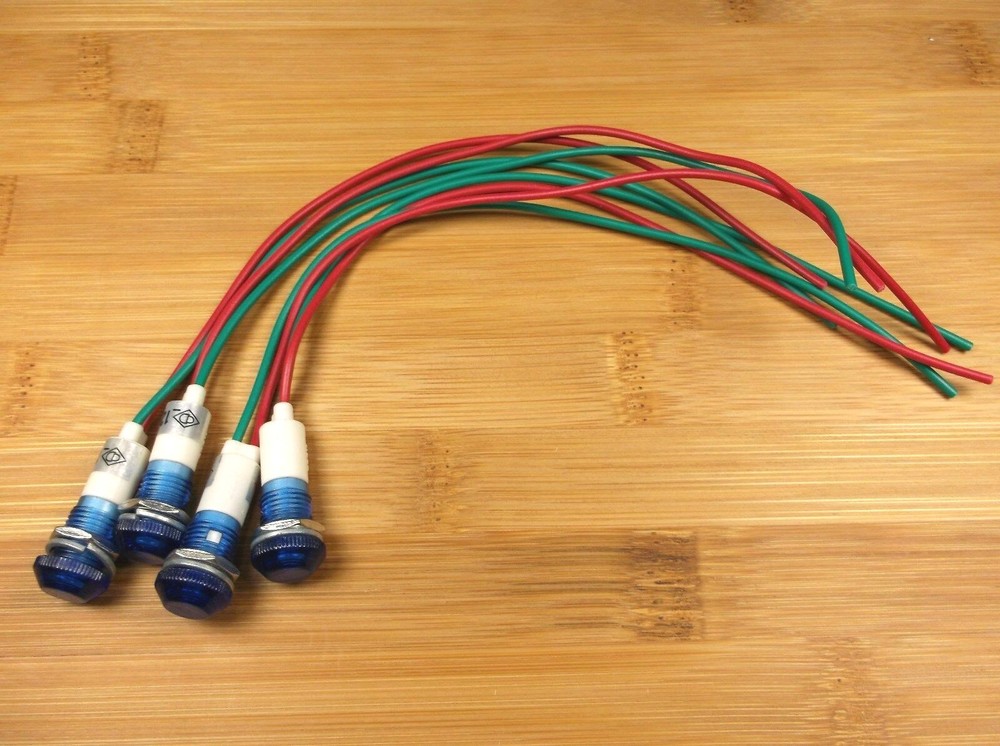 4 BBT 12 VDC Waterproof Blue LED Low-Profile Indicator Lights