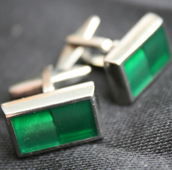 Green Lenticular Rectangle Cufflinks 