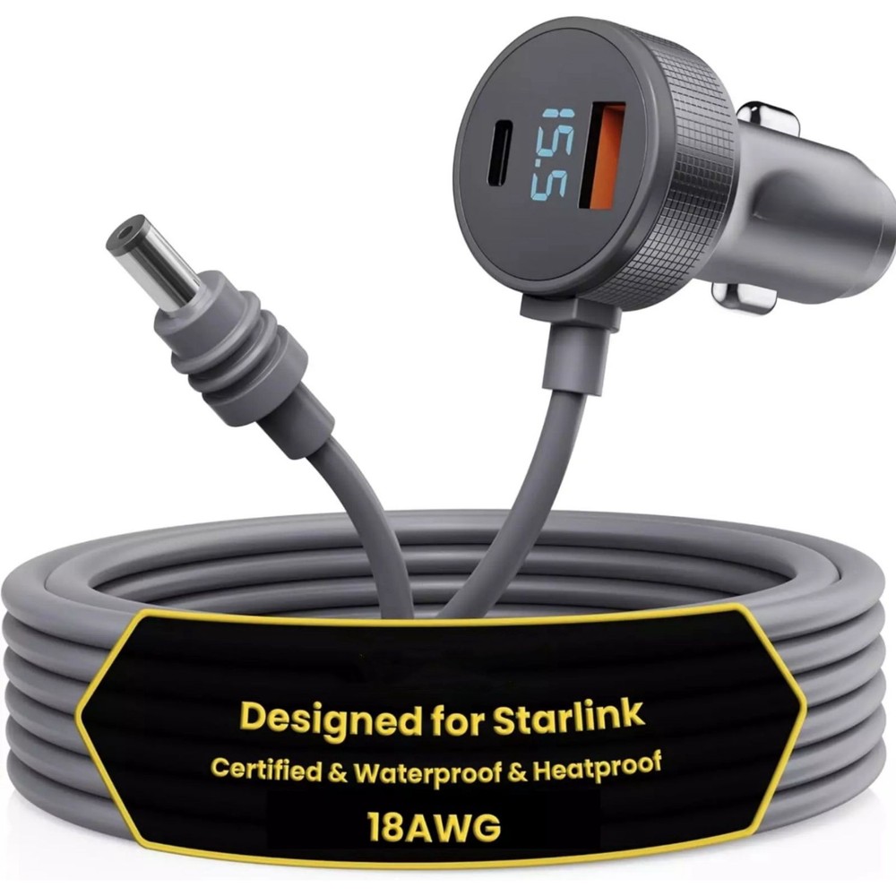 1* For Starlink Mini Power Cable Cigarette Lighter Adapter Vehicle Compatibility