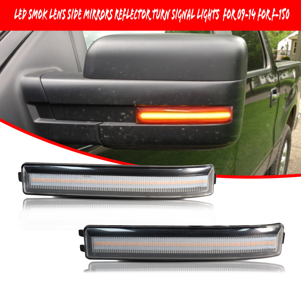 Fits 09-14 Ford F-150 Clear Lens Side Mirror Turn Signal Marker Reflector Lights