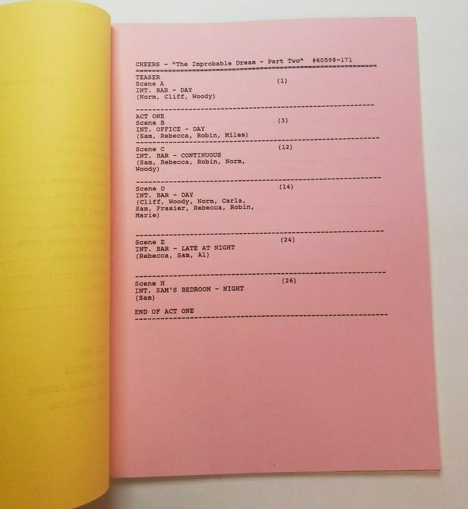 CHEERS / Cheri Eichen 1989 TV Script, Ted Danson "The Improbable Dream: Part 2"