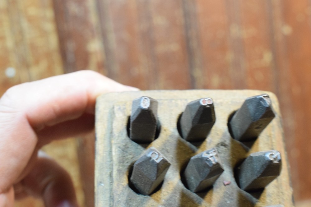 1/8" NUMERIC MAKER'S MARK DIE STAMP SET 9PCS ZERO THROUGH NINE VINTAGE 1960s SET