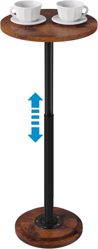 Drink Table, Small Side Table with Adjustable Height & Heavy 1 Rustic Brown