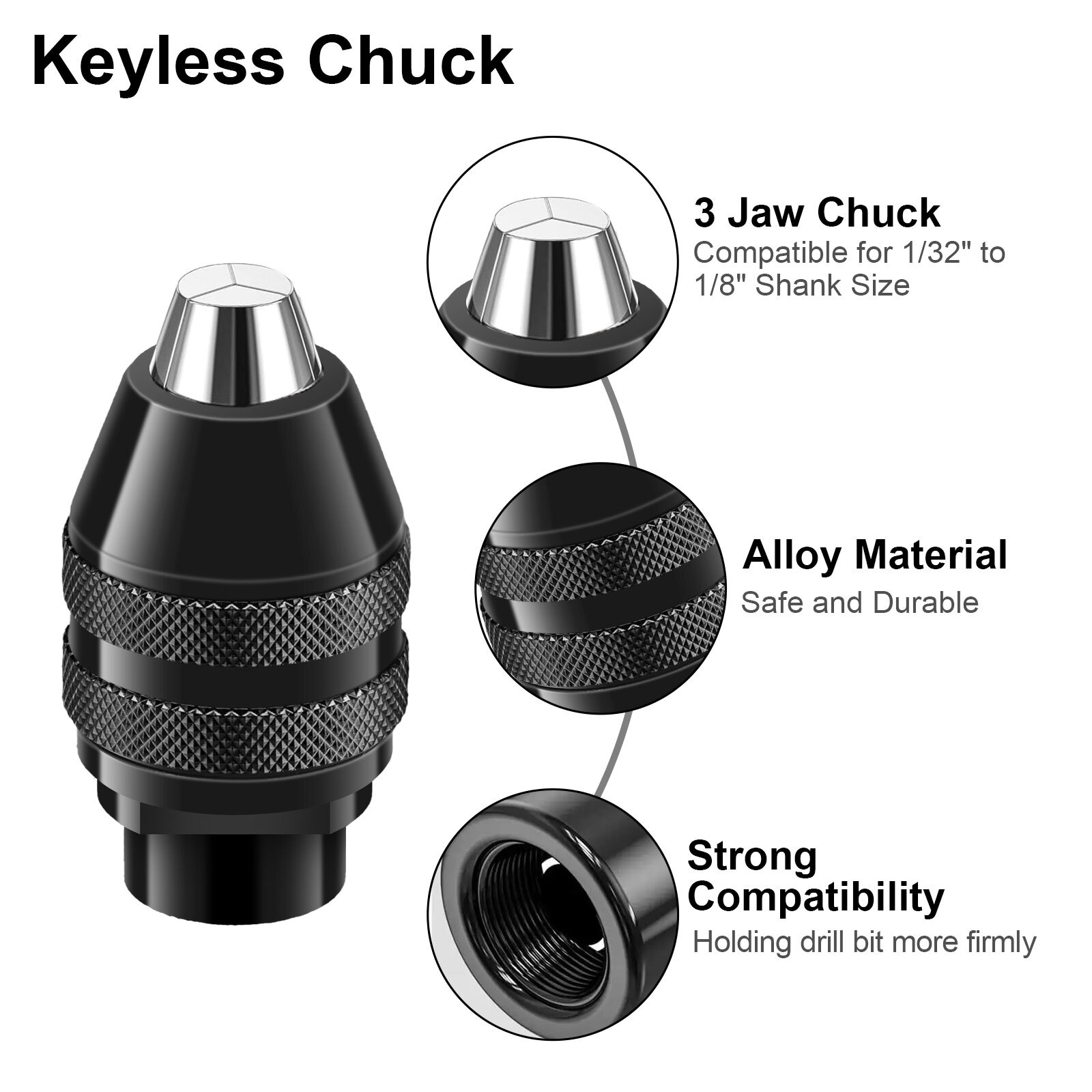 15PCS Drill Chuck Collet Set 0.8-3.2mm Shank Replacement for Dremel Rotary Tool