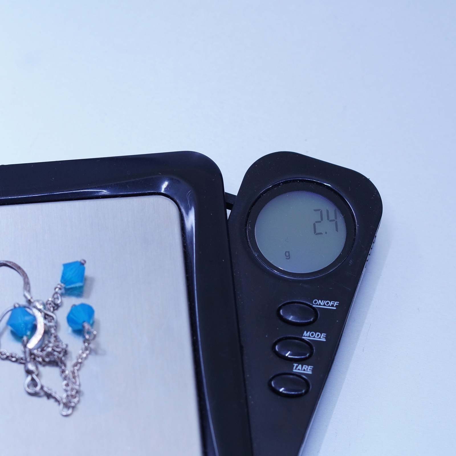 Vintage sterling silver 925 earrings with blue crystal