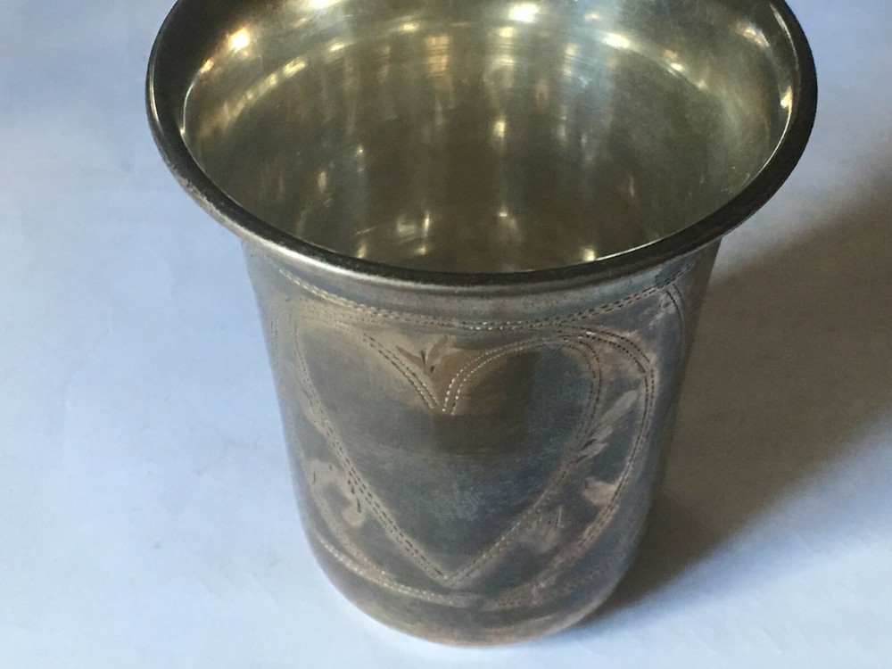 ANTIQUE RUSSIAN 84 SILVER BEAKER VODKA CUP