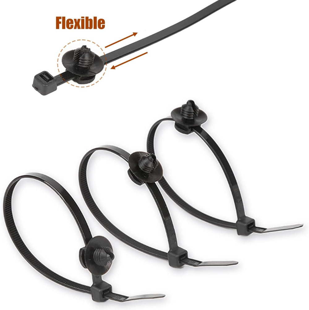 Cable Zip Ties with Retainer 8" Wire Clip Holder Adjustable Self Locking 100Pack