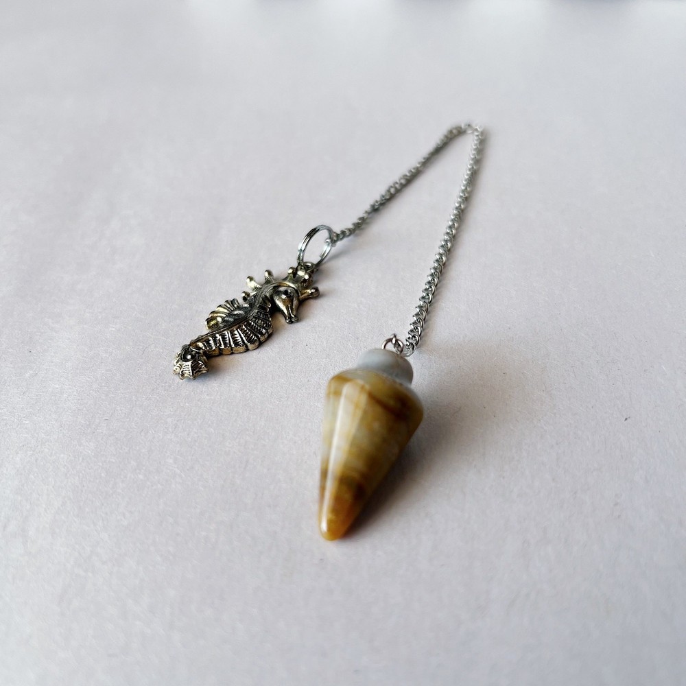 Agate Pendulum Seahorse Charm Gemstone Divination Dowsing