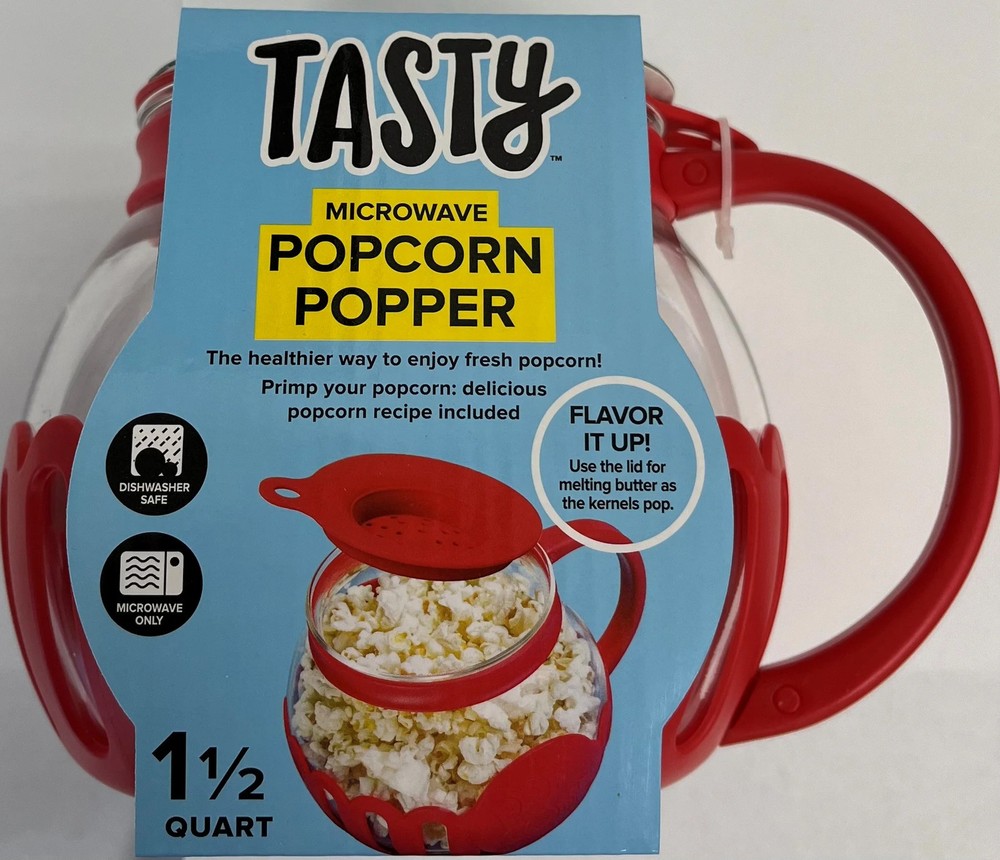 Borosilicate Glass Popcorn Popper 1.5 Qt Red