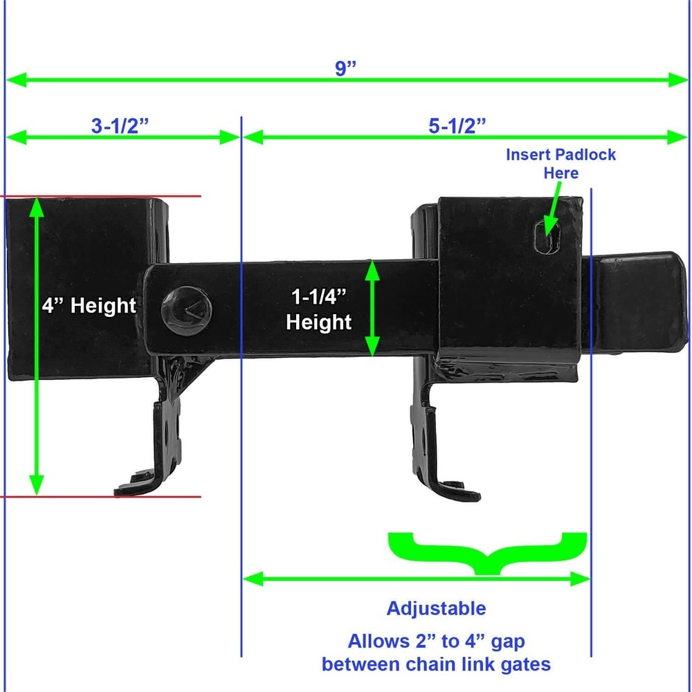 Black Chain Link Arm Double Gate Latch - Chain Link Double Gate Latch for 1-3...