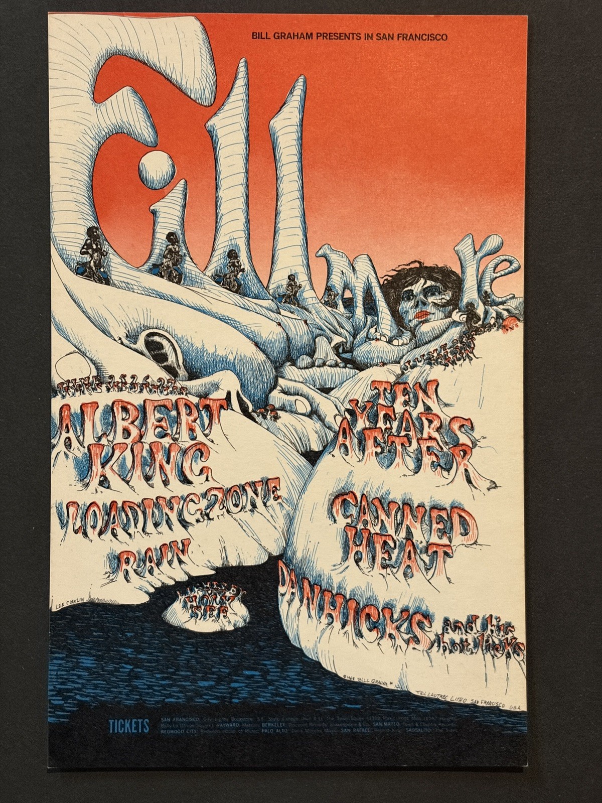 Original 1968 Conklin Albert King Canned Heat Postcard BG126-PC Poster Series