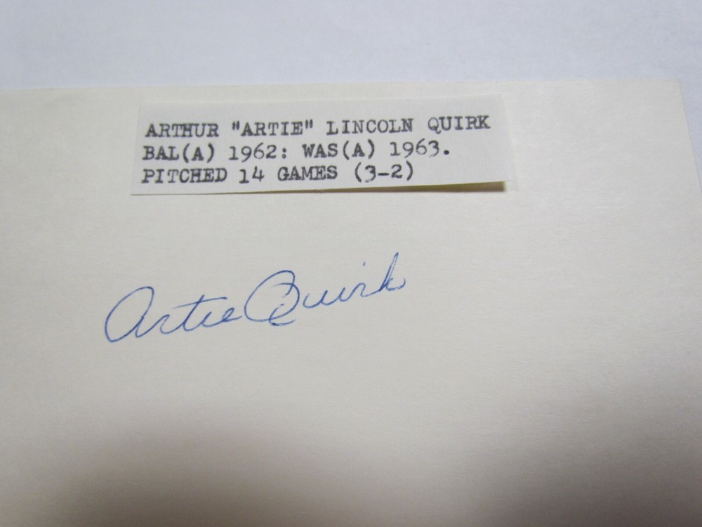 Artie Quirk JSA AUCTION CERTIFIED