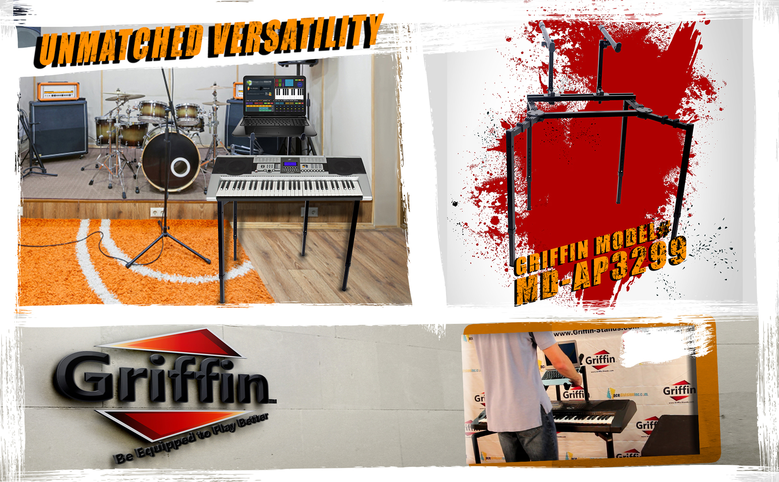 Double Piano Keyboard Stand - 2Tier Studio Stage Mixer Laptop Mount DJ Turntable