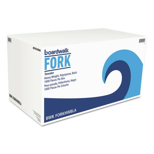 Boardwalk FORKHWBLA Heavyweight Polystyrene Fork Cutlery - Black (1000/Ct) New