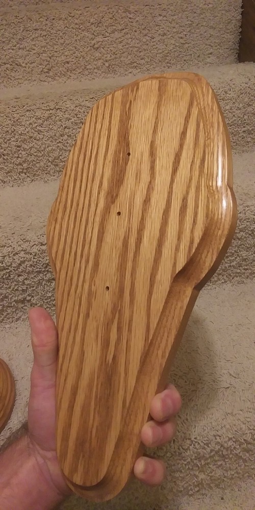 Handcrafted solid lumber (not a panel) European Deer Skull Mount Plaque.