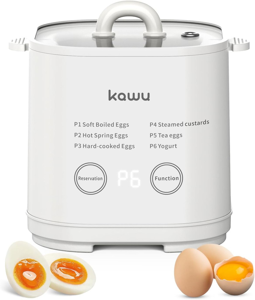 6-Function Egg Cooker Hard Boiled Eggs Boiler Timer Soft Electric Auto Shut Off