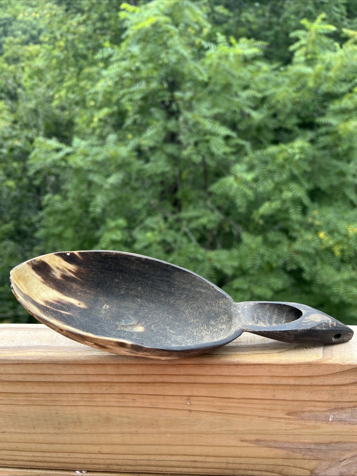 Original Native American Indian Hand carved Goat Horn Spoon; Late 19th Cent.