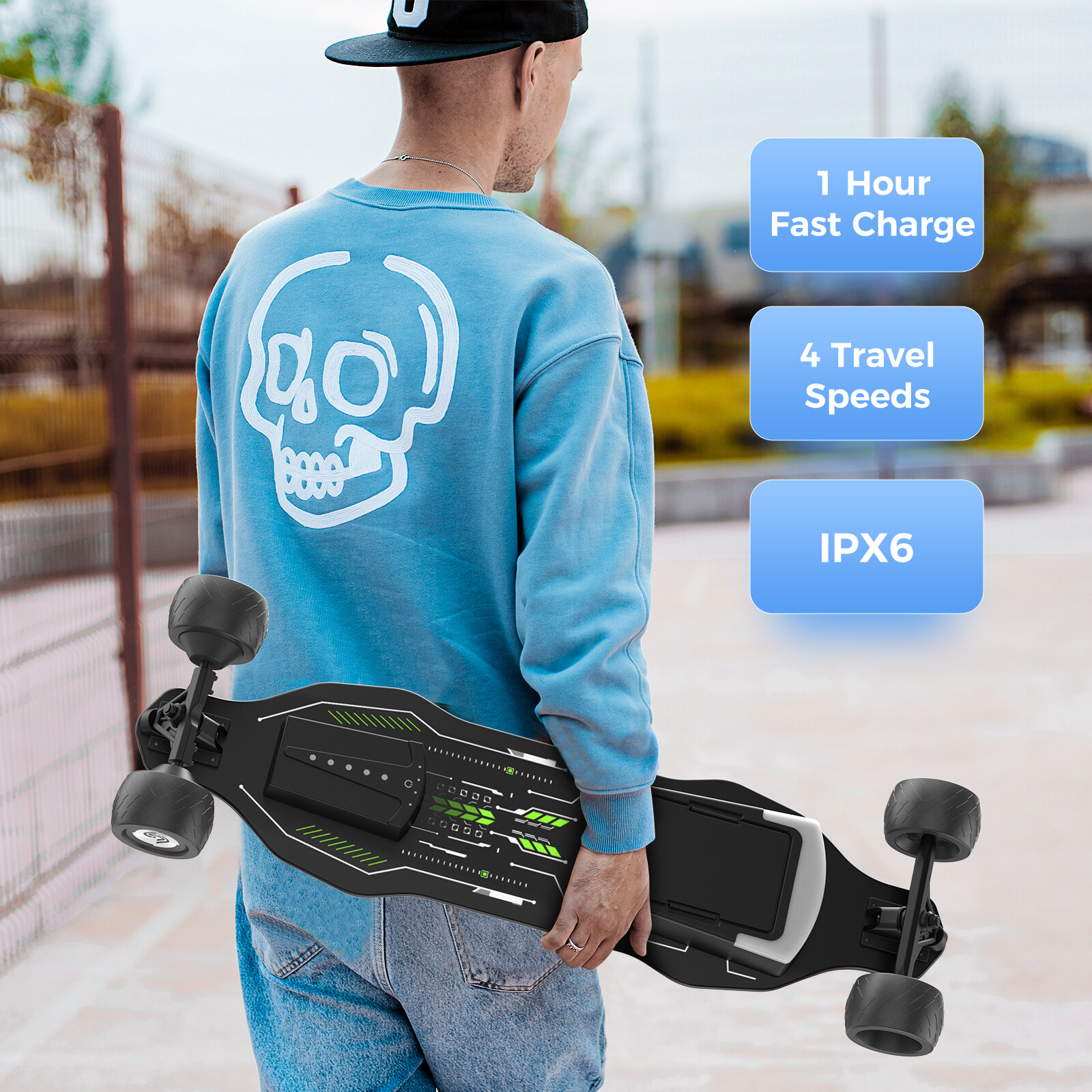 Electric Skateboard for Adults ＆Teens Longboard with Removable Battery & Remote