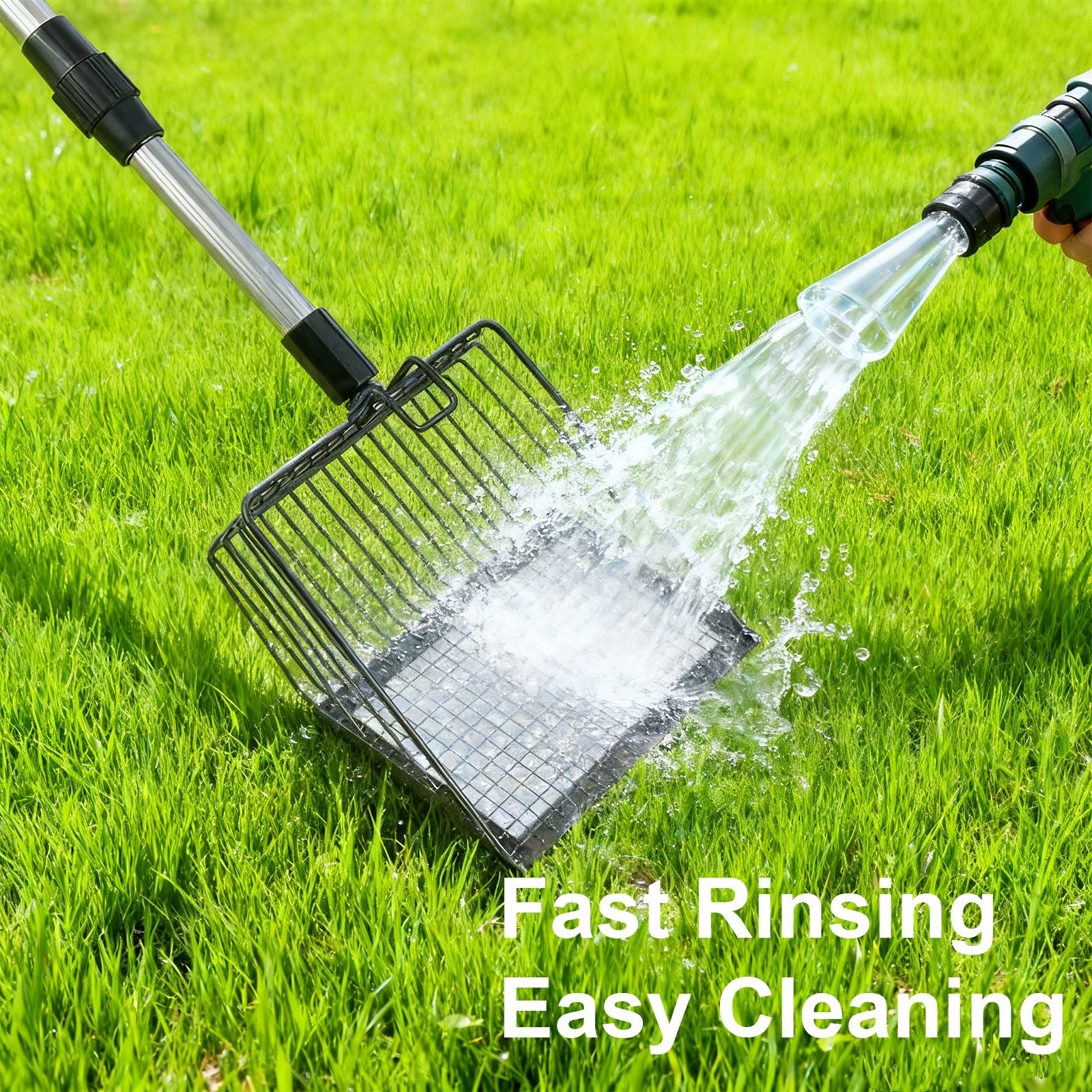 Adjustable Chicken Coop Poop Scooper 22–41.9in Metal Sifting Shovel Long Handle