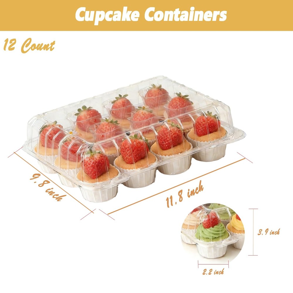 tituouou 20 Pack Plastic Cupcake Containers,Disposable Cupcake Boxes 12 Count...