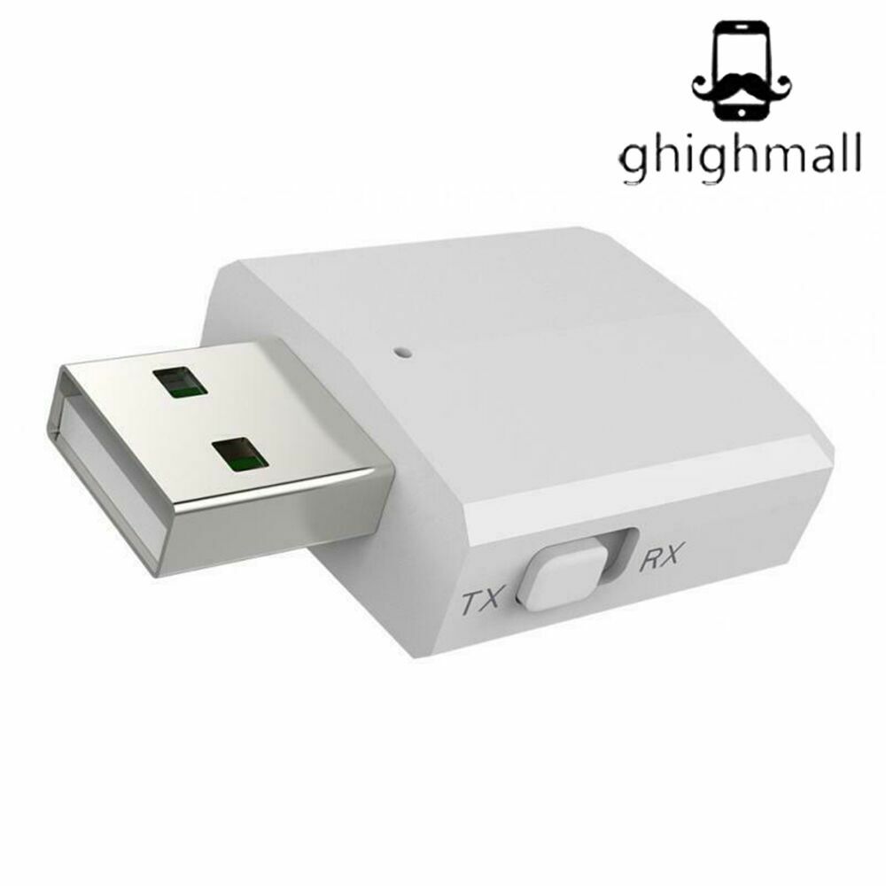 White 3in1 Bluetooth 5.0 Audio Transmitter/Receiver Adapter For PC CAR Speaker