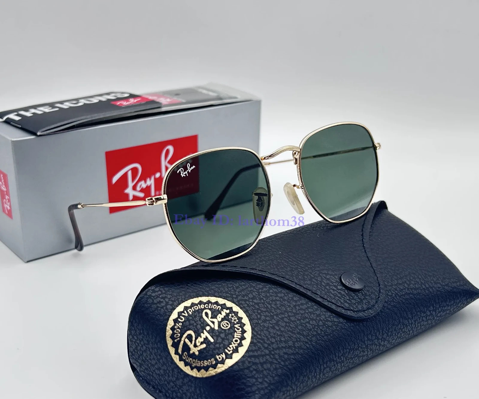 RB3548N Hexagonal Ray-Ban Sunglasses 51mm Green G-15 Lens Gold Metal Frame Unise