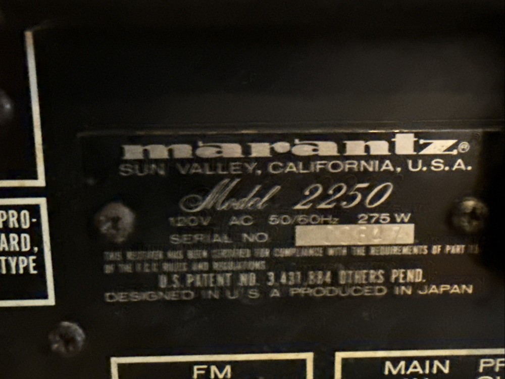 Vintage Marantz 2250 Stereo Receiver -Working, Solid and Clean