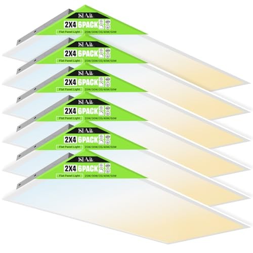 6 Pack 2x4 LED Flat Panel Light 50/40/35/30/25W 6500lm Adjustable, 2x4FT 6PACK