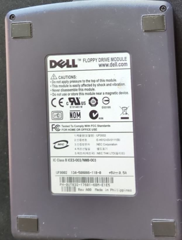 Dell External USB Floppy Drive Module UF0002 3.5" Portable Floppy Disk Drive