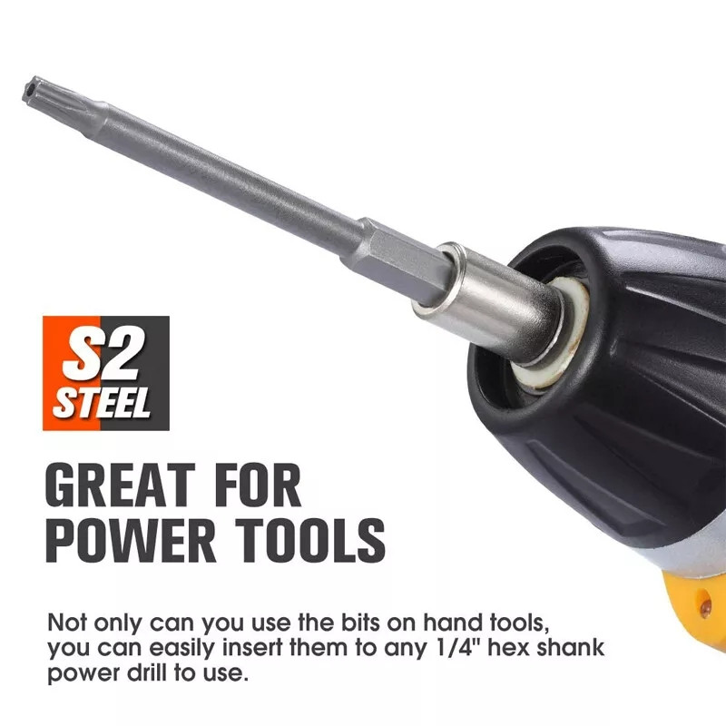 12pc Tamper Proof Star Impact Driver Bit Set Security Screwdriver Bits Hex Shank