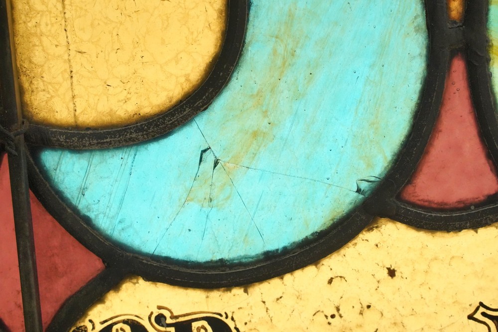 1900s Rectangular Leaded Stained Glass Church Window - R289854