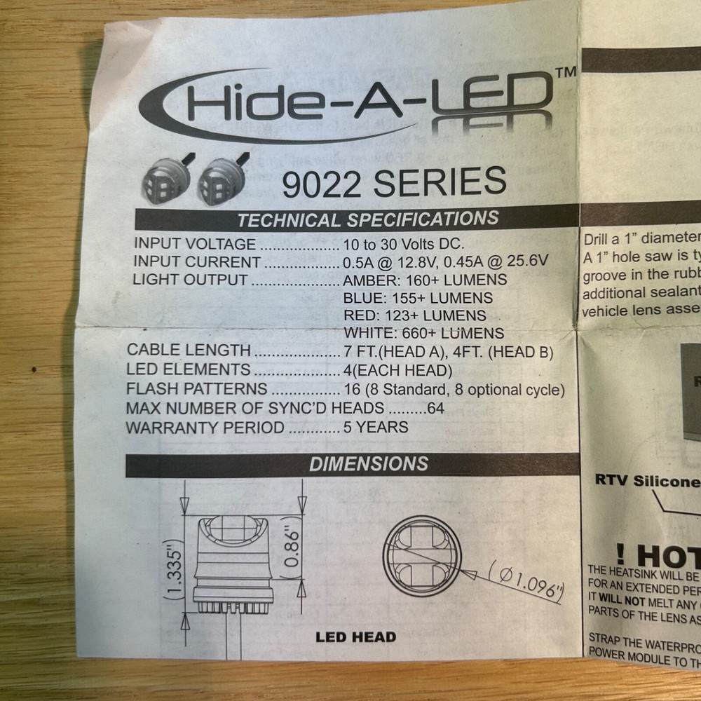 ECCO 9022CC concealed Pop in Hide-A-LED Clear/Clear Directional, warning lights