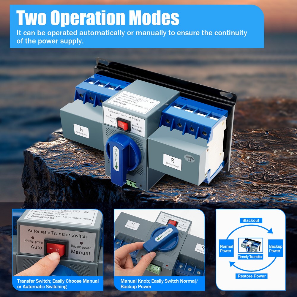 Dual Power Automatic Transfer Switch kit 63 A 4P ATS Generator Changeover Switch
