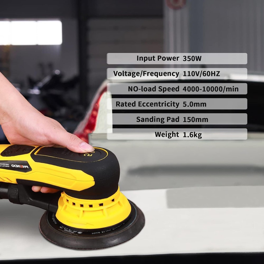 Electric Random Orbital Sander Brushless 350W 3A Multi-function Ks-02-150-5.0