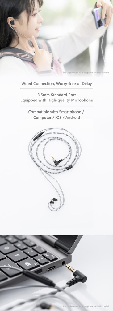 MC1 Multipurpose Microphone Cable 3.5mm Earphone Upgrade Cable Microphone 0.7...