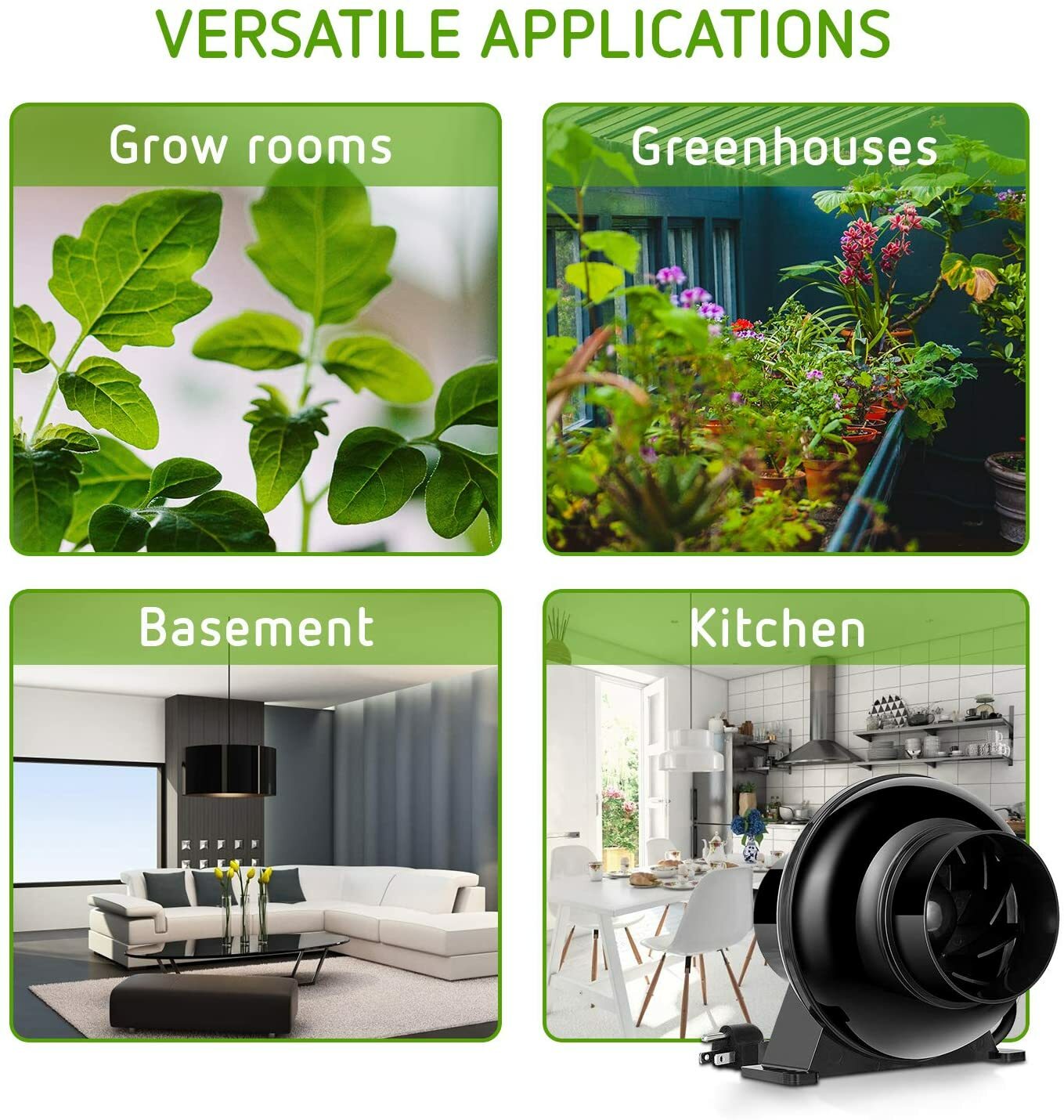 Vivosun 4" 195CFM Inline Duct Ventilation Fan Vent Blower 2500RPM