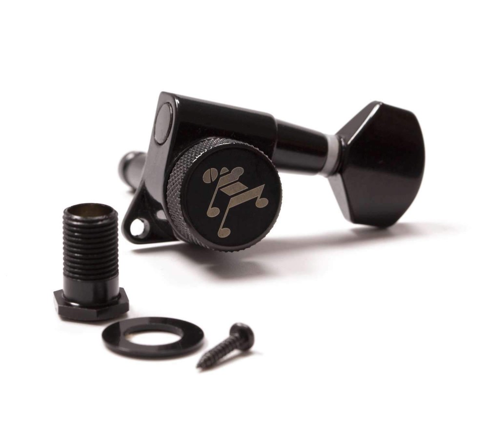 Genuine Tone Ninja 19:1 Locking Tuners, 8 String Inline set, Black