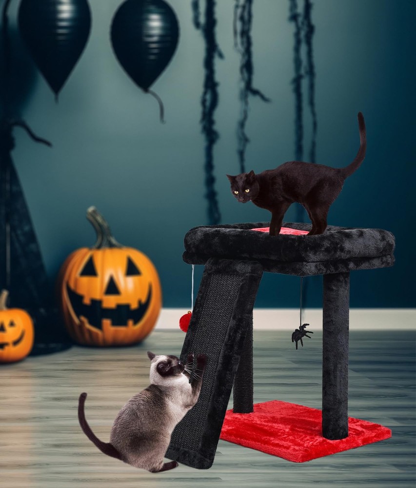 Small Gothic Cat Tree For Indoor Cats Scratching Board With Perch Cat Post