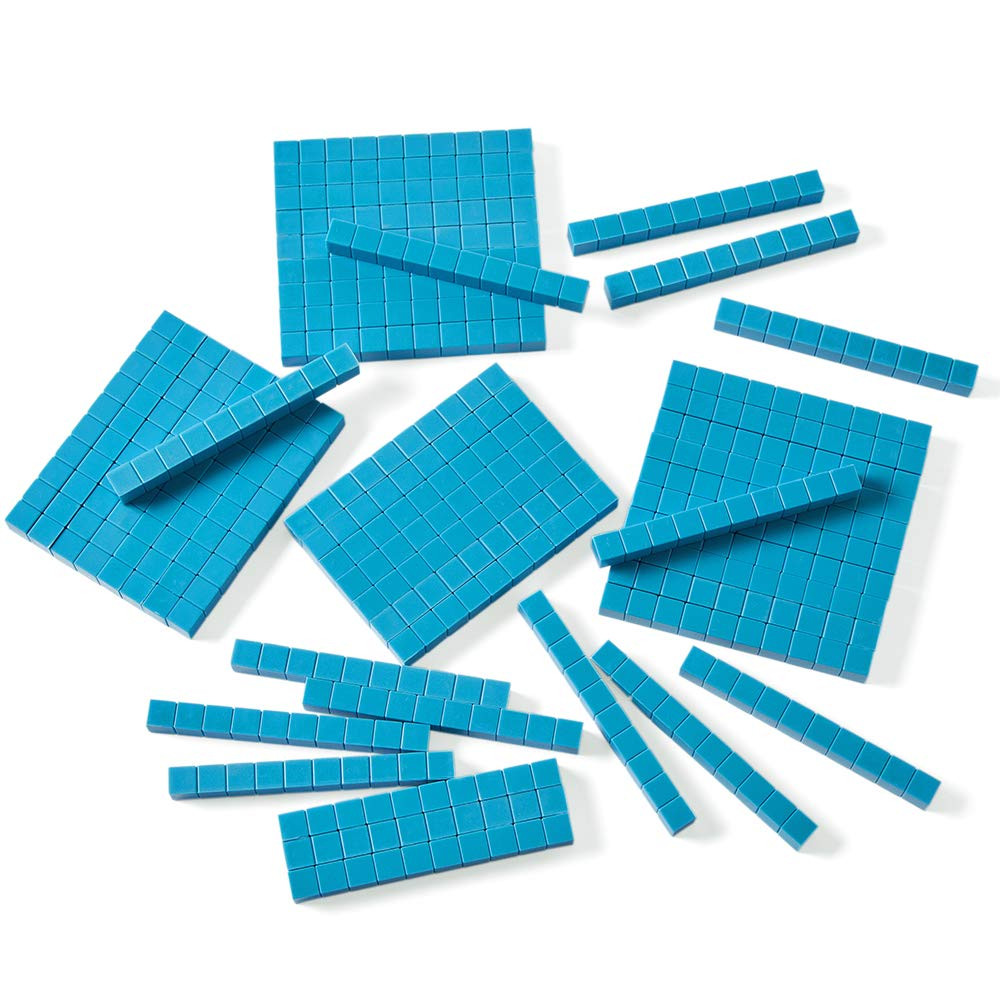 Blue Plastic Base Ten Blocks Rods Set, Place Value Blocks, Counting Cubes, Base
