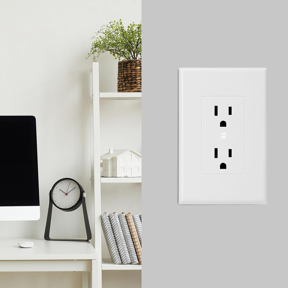 Bates Duplex Wall Outlet Covers - 10 Pack, White Wall Plates