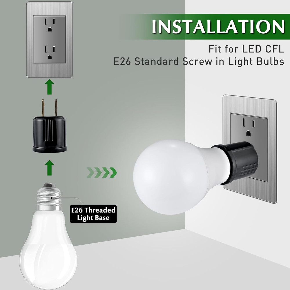 Outlet to Socket Adapter Plugin Light Socket,Convert Outlet to Light Bulb Socket
