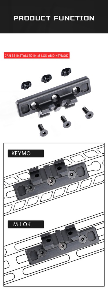 Tactical Flashlight M300 M600 Offset Light Mount KeyMod Mlok Adapter Scout Mount