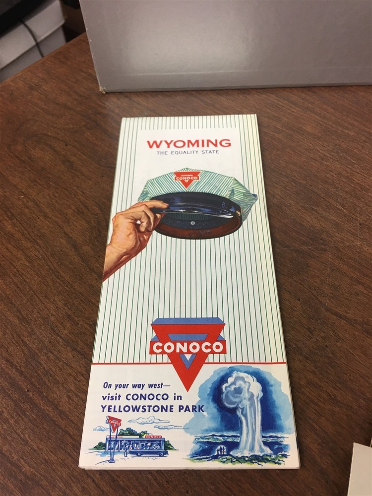 1962 Conoco  Yellowstone Wyoming Road Map