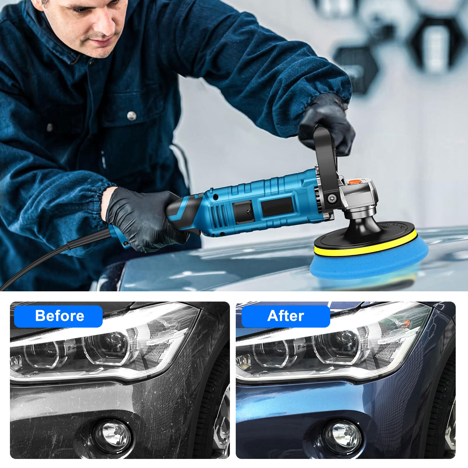 5x Polishing Pads 6" Sponge Buffer Polisher Pads for Car Compounding, Waxing