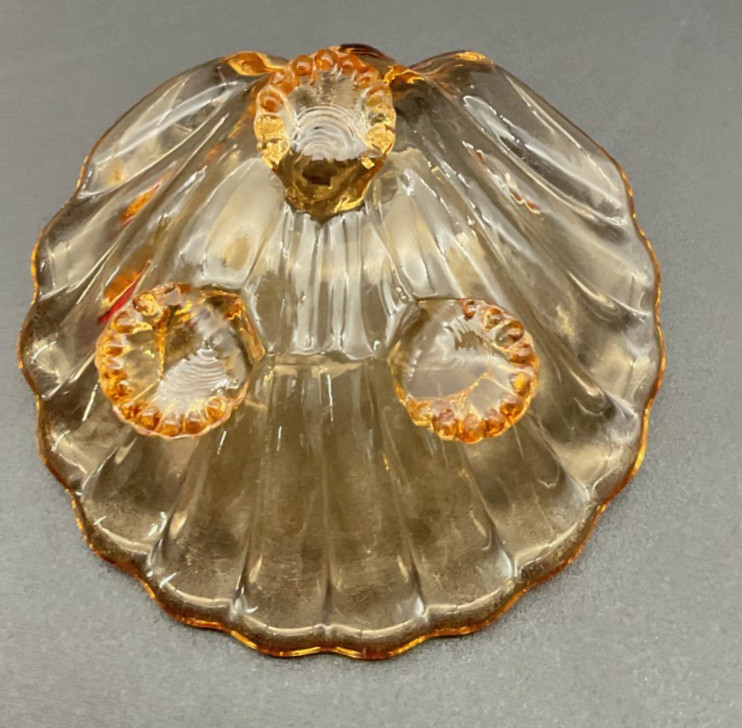 Cambridge Caprice Amber Footed Open Salt Shell Dish