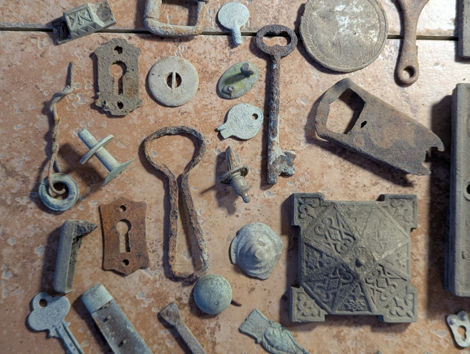 Dug Relics Vintage Iron Door Hardware Buckles Glasses Brass Key Bottle Openers